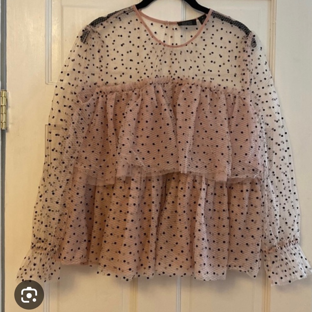 Atlantic-Pacific x Halogen flocked tiered tulle top XS